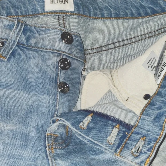 NWOT HUDSON Riley Distressed Rhinestone Button Fly Light Relaxed Jeans - Picture 16 of 16